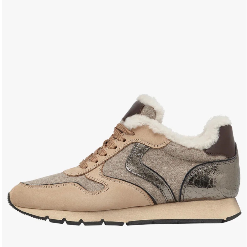 New Voile Blanche Julia Shearling & Suede Fur Sneakers
